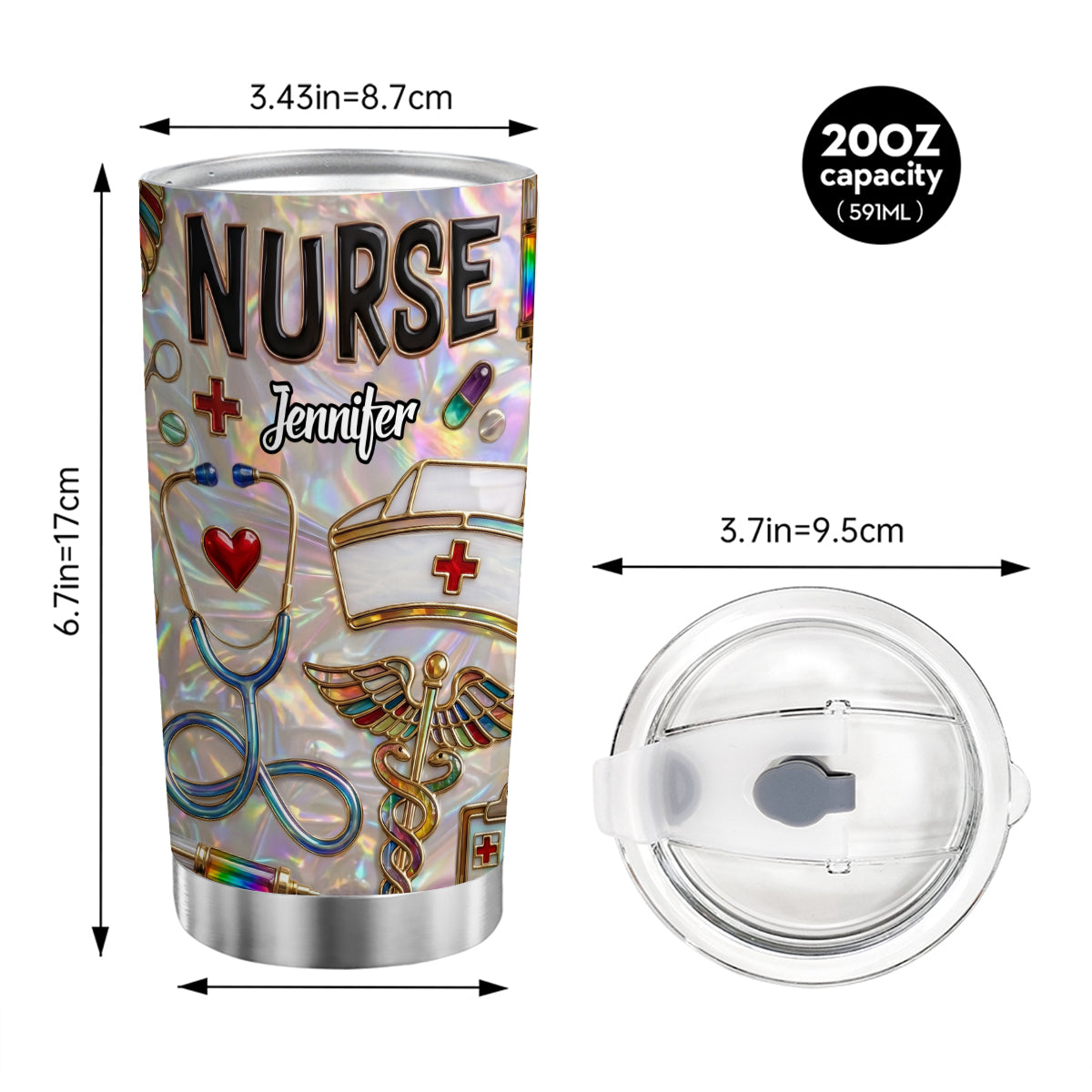 Custom Nurse Tumbler With 3D Effect Print