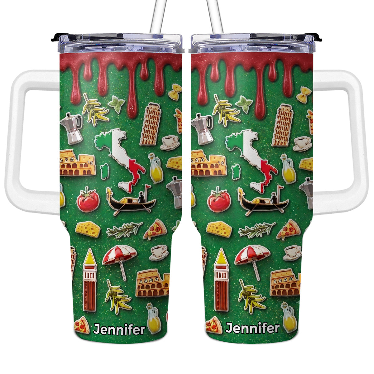 Custom Italy With Color Of Italy Flag Tumbler