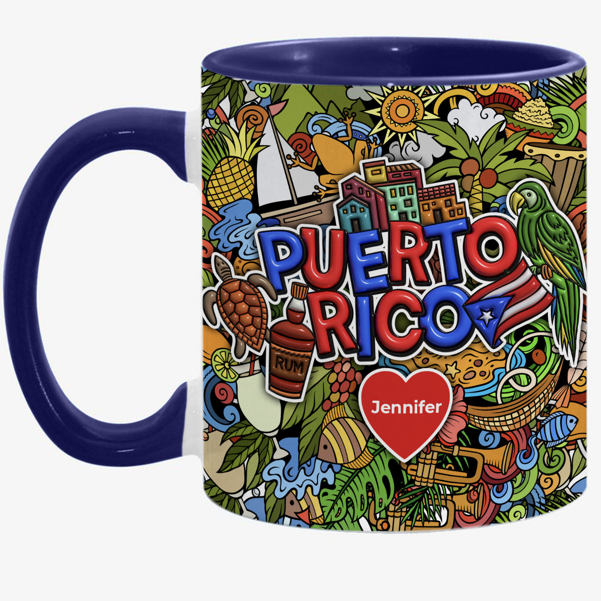 Custom Puerto Rico Accent Mug With Mixed Symbols
