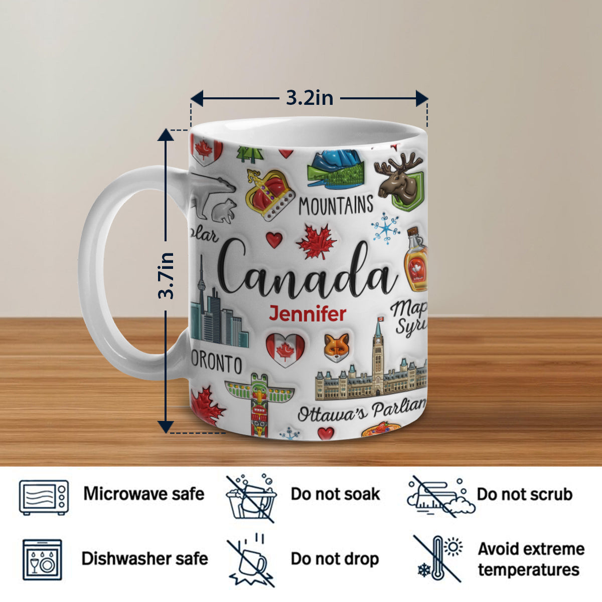 Custom Canada Canadian Coffee Mug Cup With Symbols