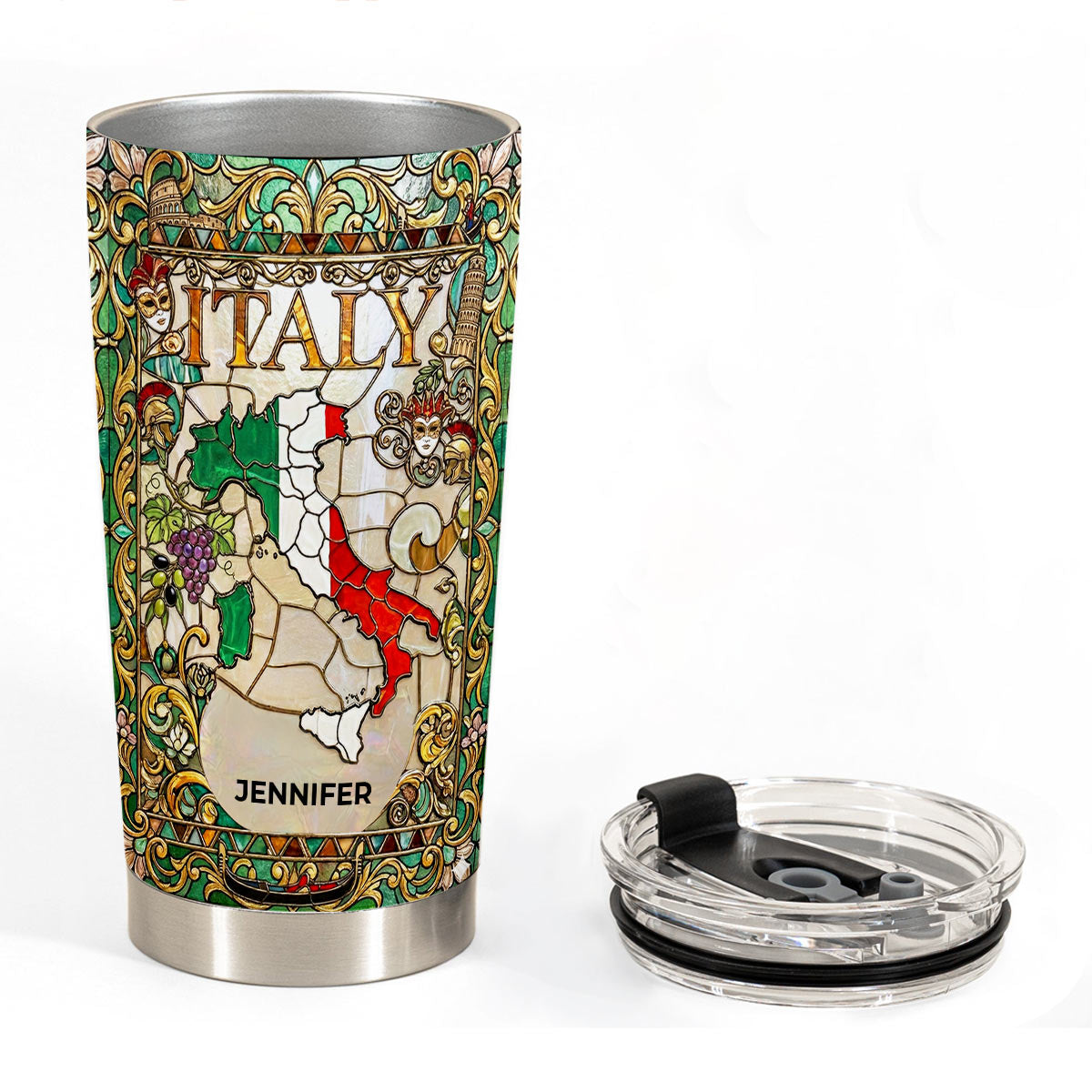 Custom Italy Italia Tumbler With Flower Patterns