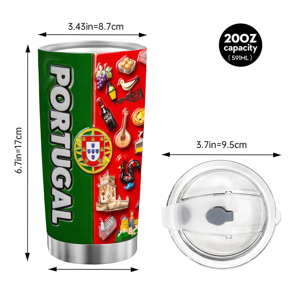 Custom Portugal Tumbler With Portugal Background