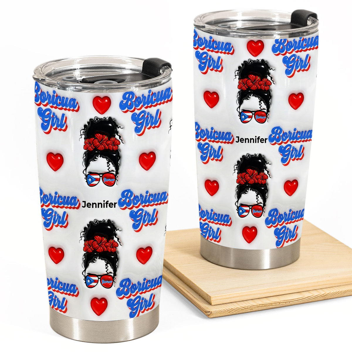 Custom Funny Puerto Rico Boricua Girl Symbols Tumbler
