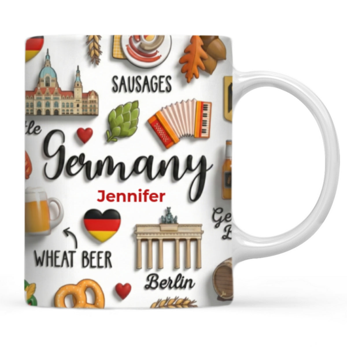 Germany Coffee Mug Cup With Custom Your Name Emboss Effect