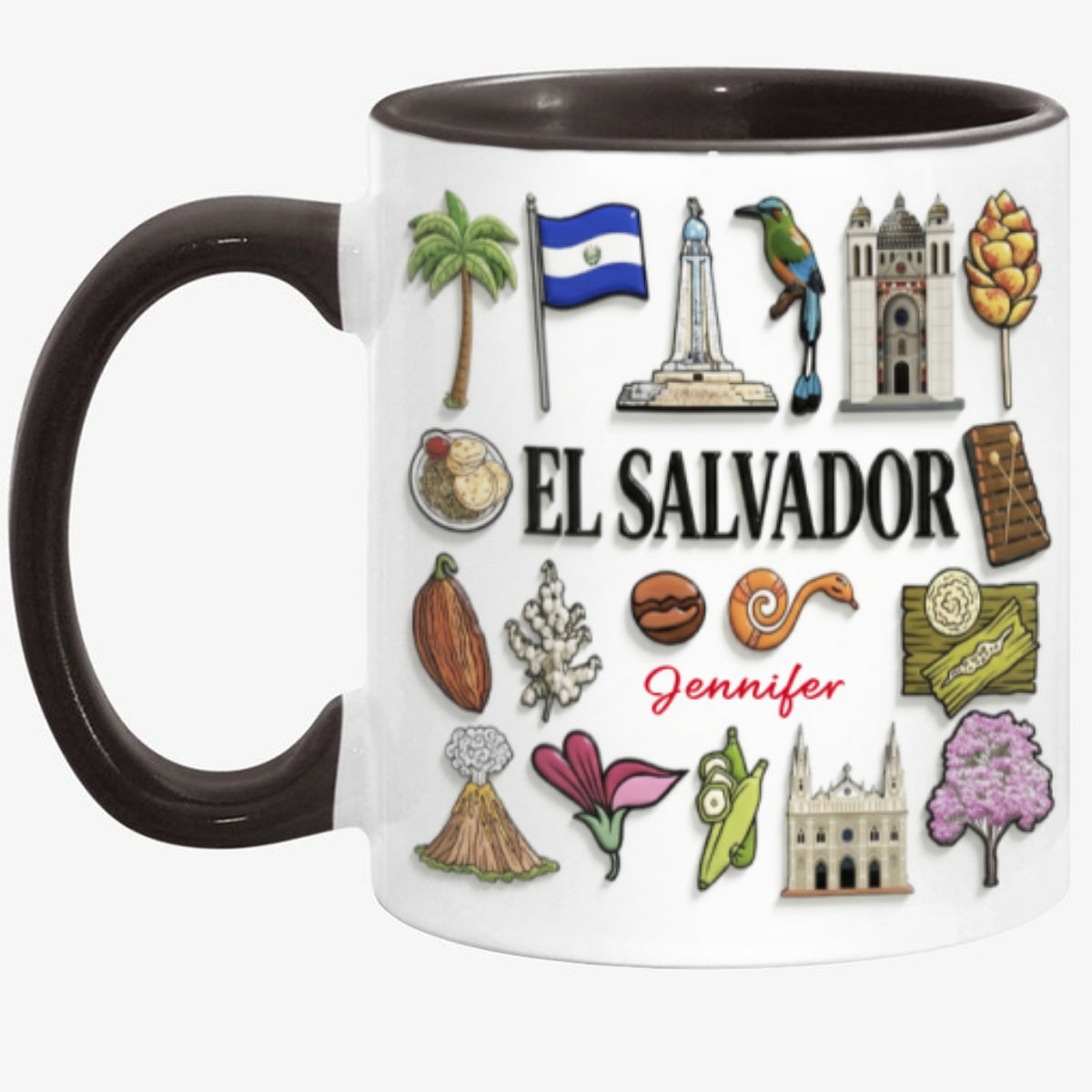 Custom El Salvador Accent Mug With Many El Salvador Symbols