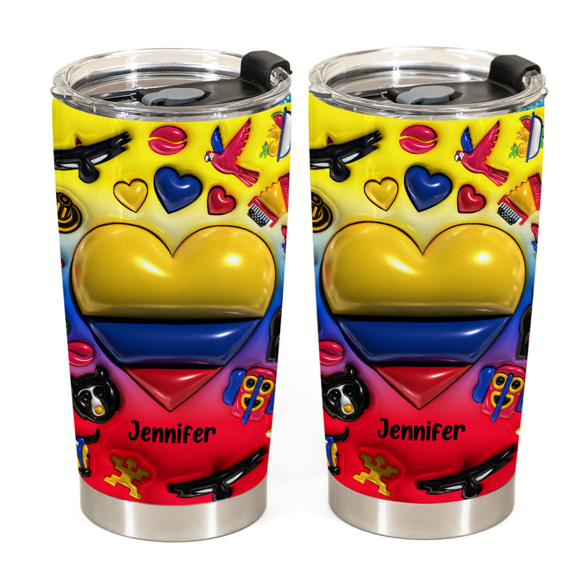 Custom Colombia Heart Tumbler With Name