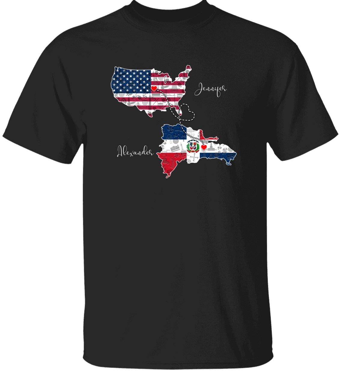 Custom Dominican American Map T-shirt With Name