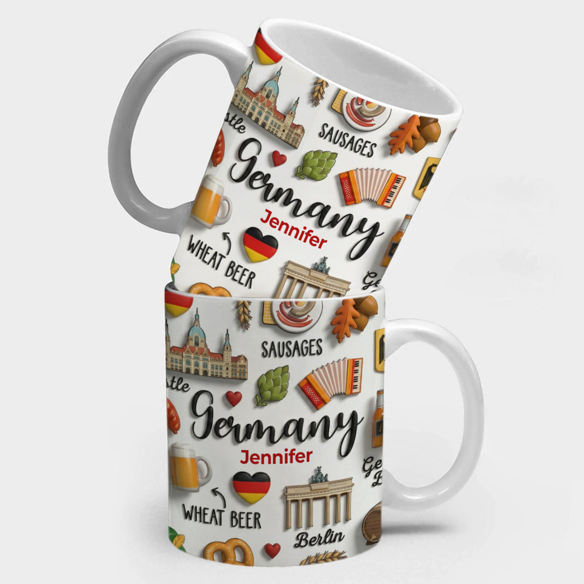 Germany Coffee Mug Cup With Custom Your Name Emboss Effect