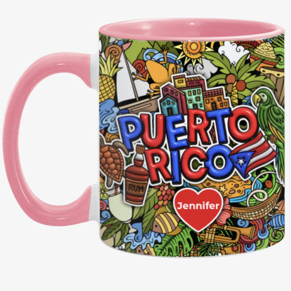 Custom Puerto Rico Accent Mug With Mixed Symbols