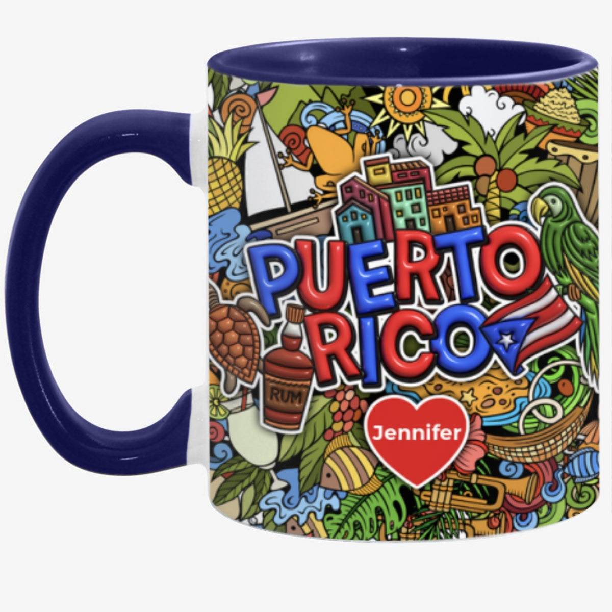 Custom Puerto Rico Accent Mug With Mixed Symbols