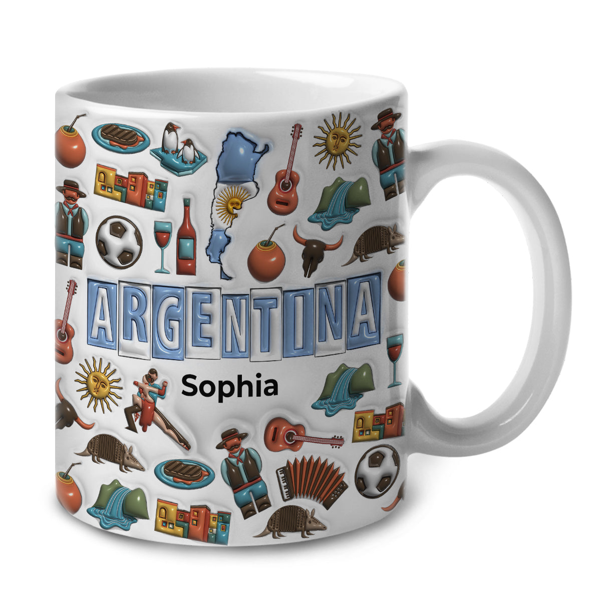 Custom Argentina Mug With Map, Flag