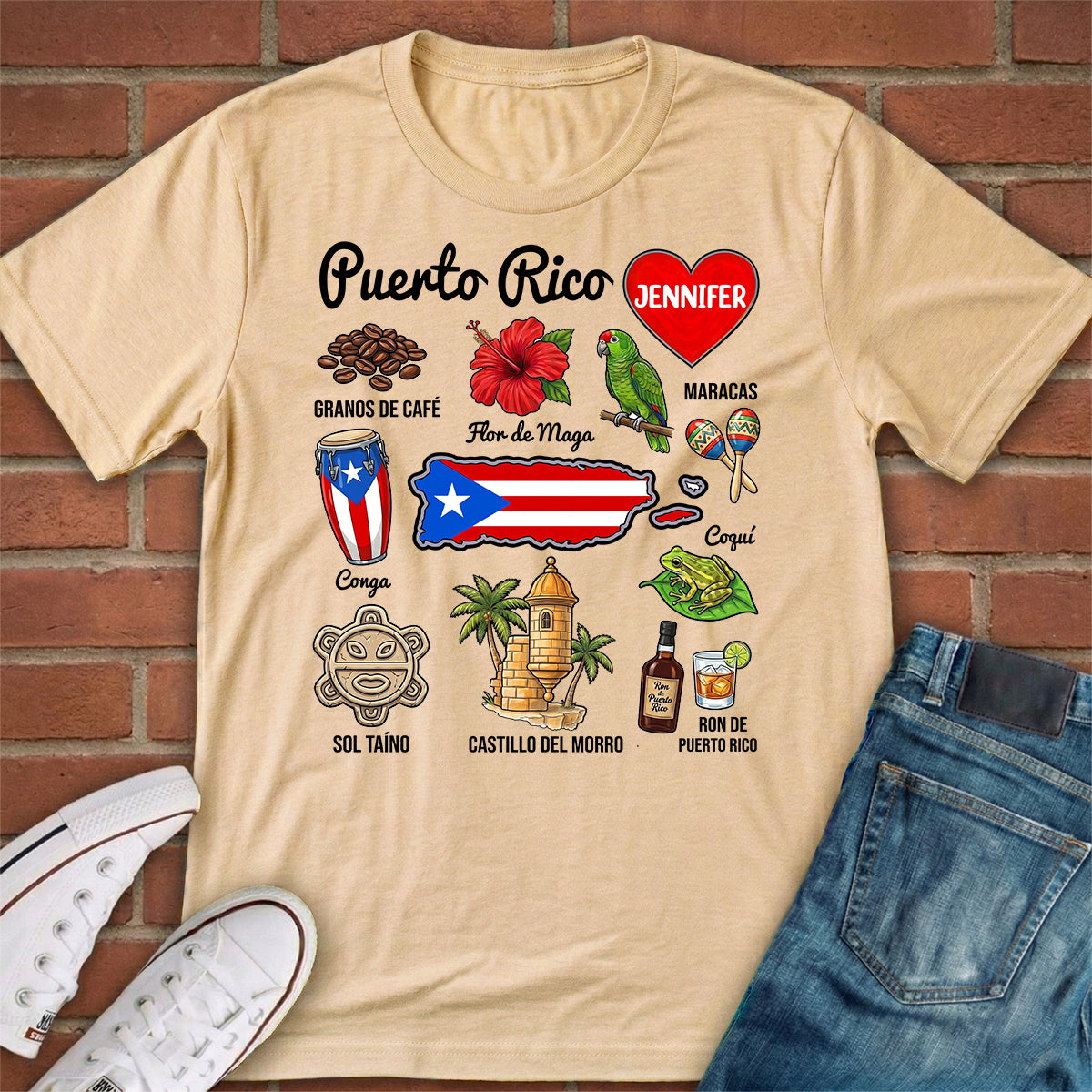 Custom Puerto Rico Boricua T-shirt With Symbols