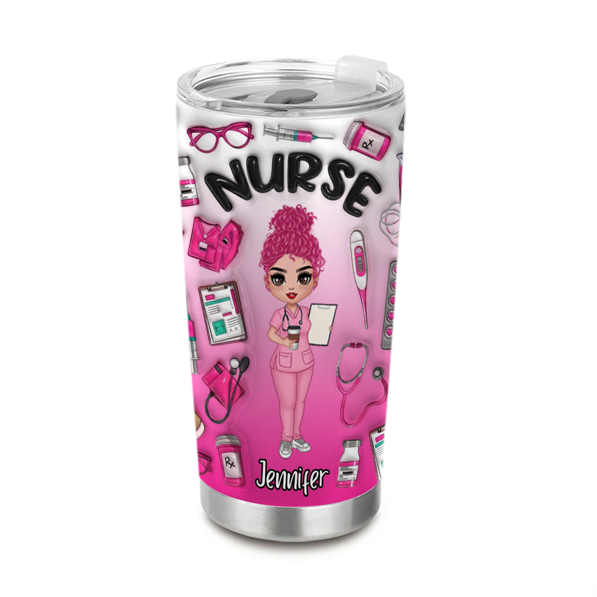 Custom Nurse Tumbler With Background Color