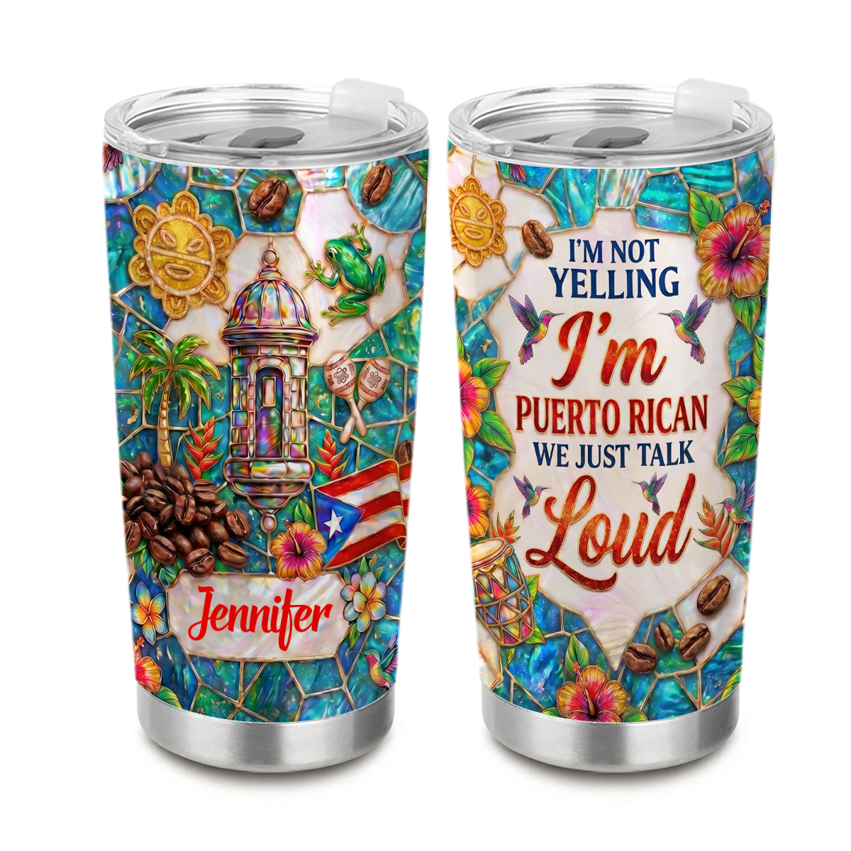 Custom I'm Puerto Rican Tumbler With 3D Print