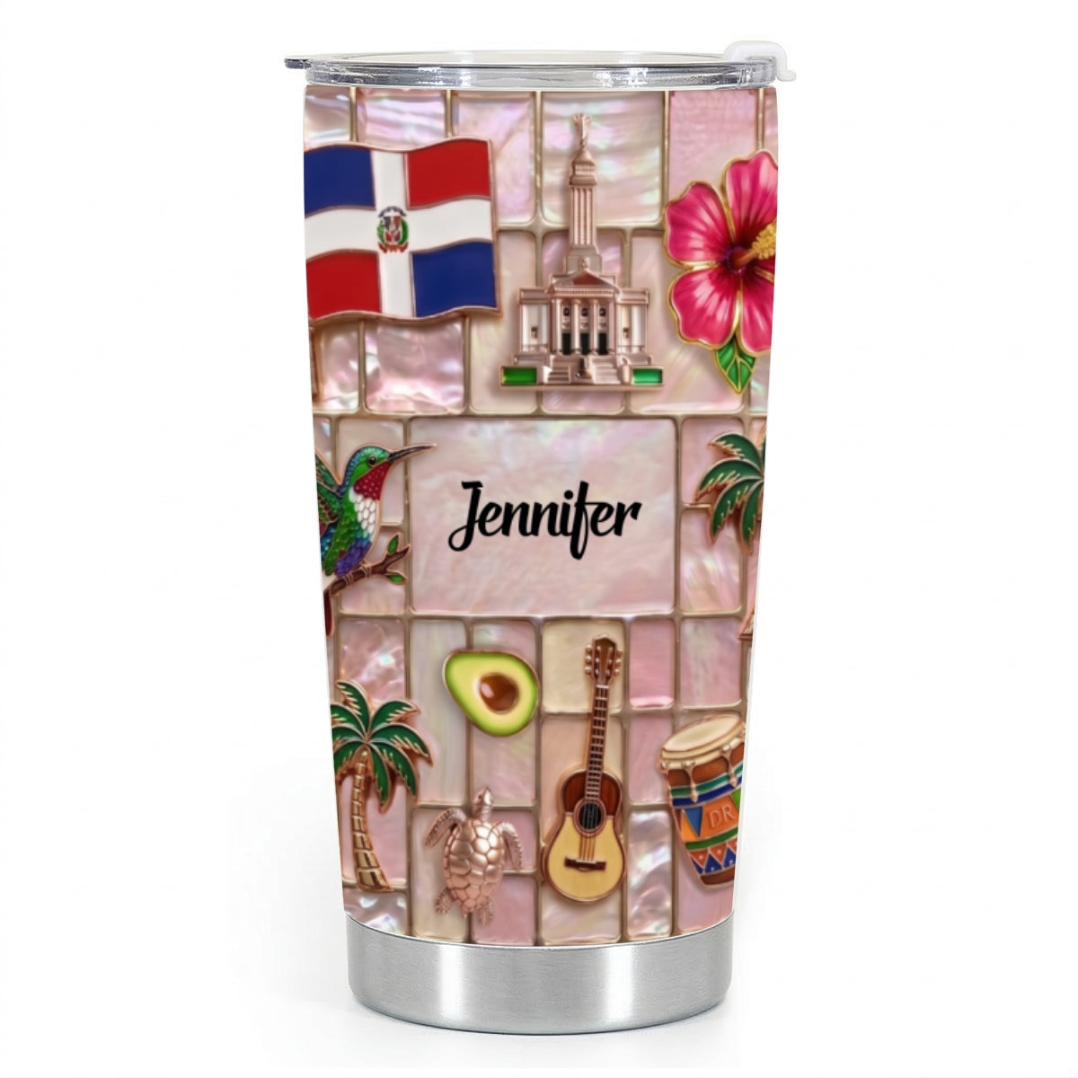 Custom Dominican Republic Tumbler With Beautiful Symbols