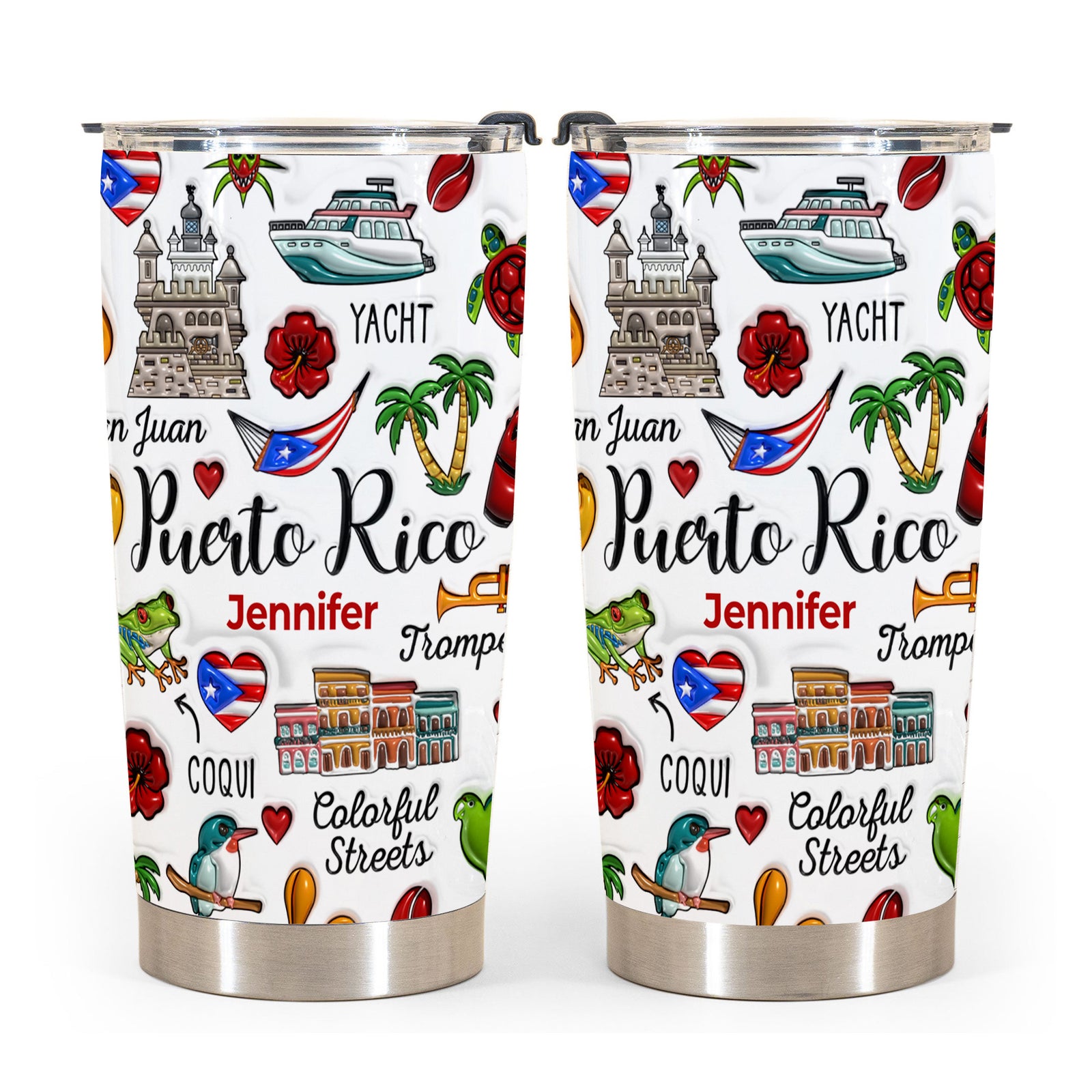 Custom Puerto Rico Boricua Tumbler Cup With Symbols