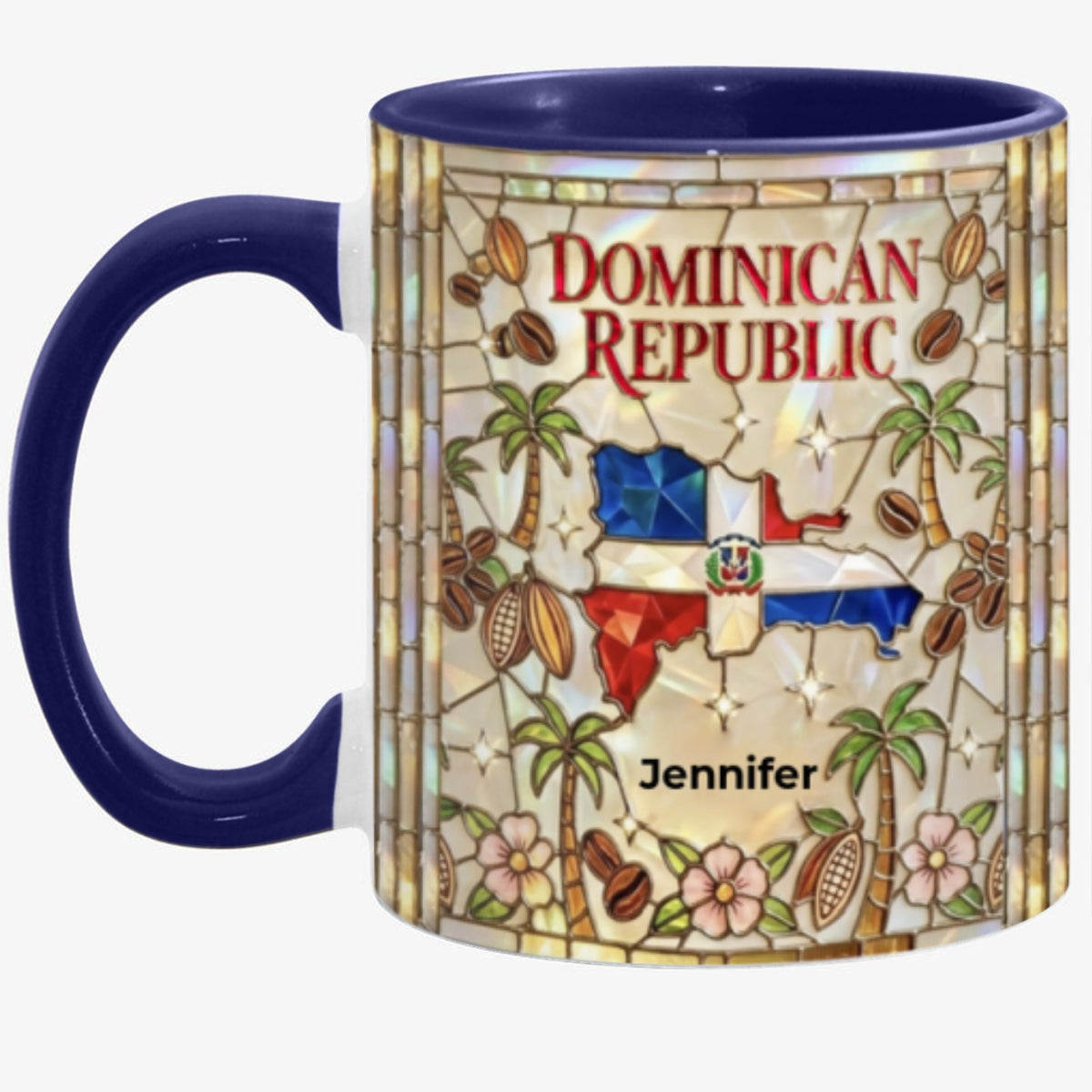 Custom Dominican Republic Accent Mug With Dominican Patterns
