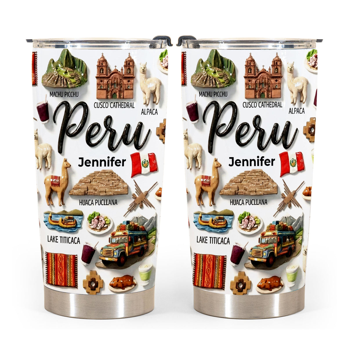Custom Peru Tumbler With Your Name With Clay Effect
