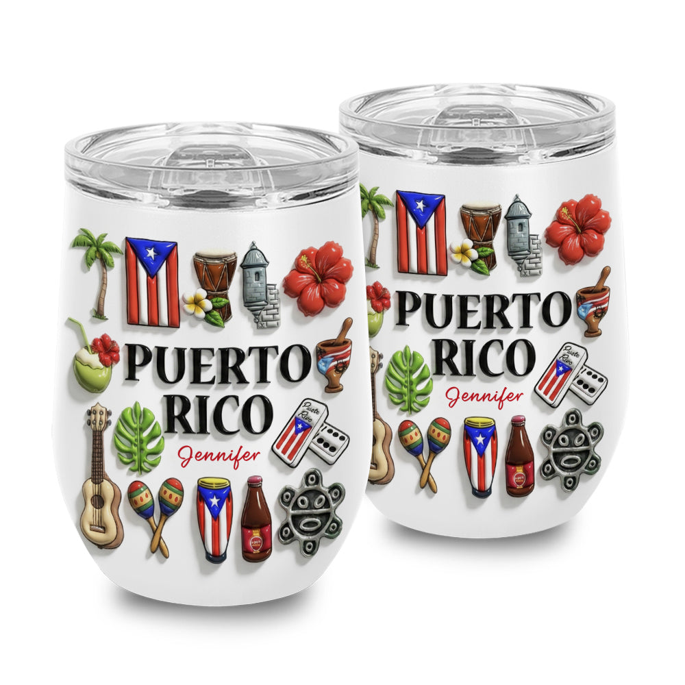 Custom Puerto Rico Tumbler 12oz With Many Puerto Rico Symbols