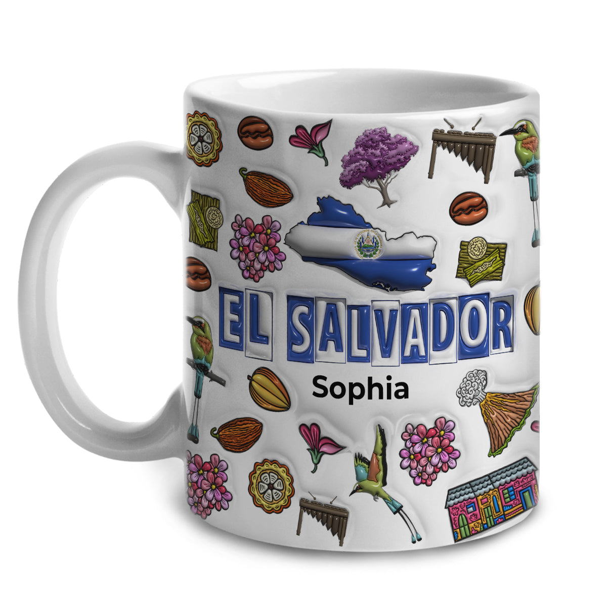 Custom El Salvador Mug With Map, Flag