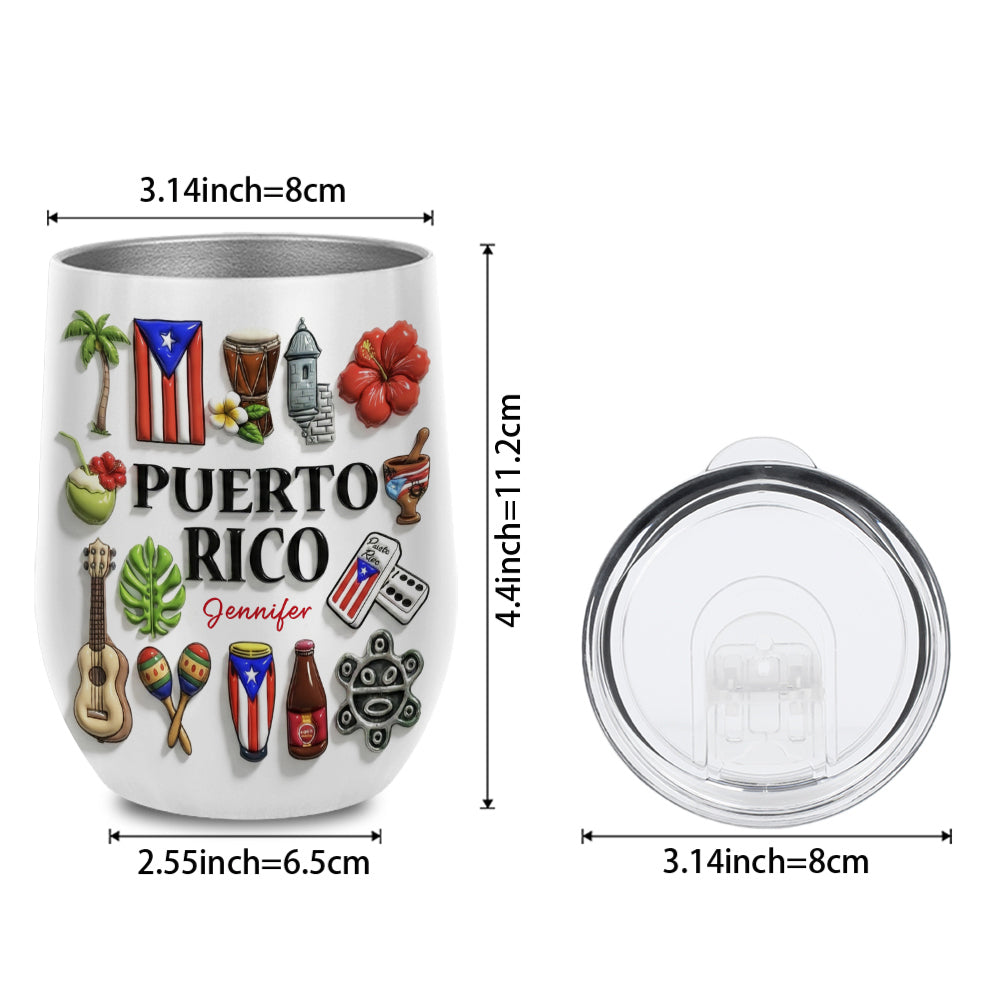 Custom Puerto Rico Tumbler 12oz With Many Puerto Rico Symbols