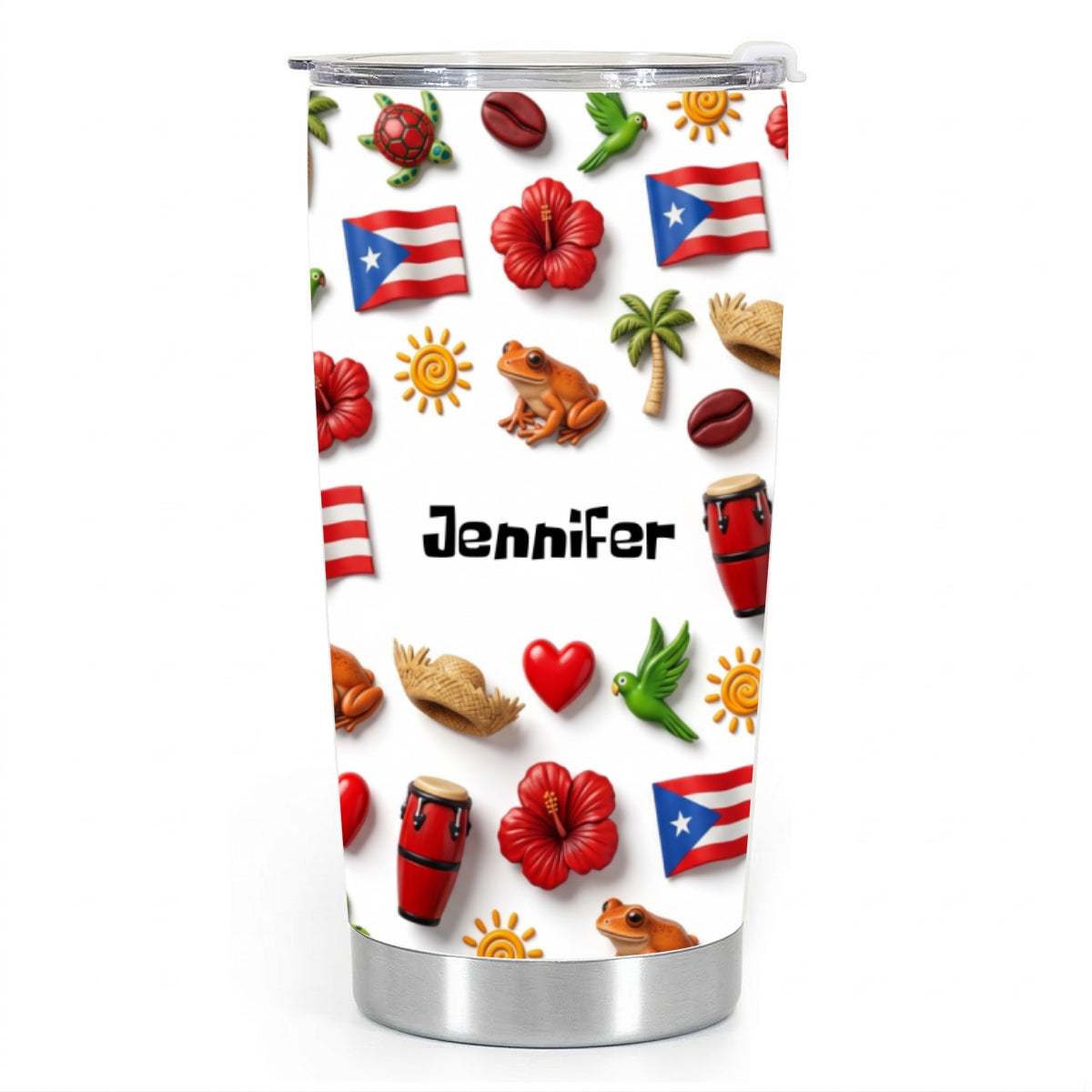 Custom Puerto Rico 2D Symbols Print And Name Tumbler