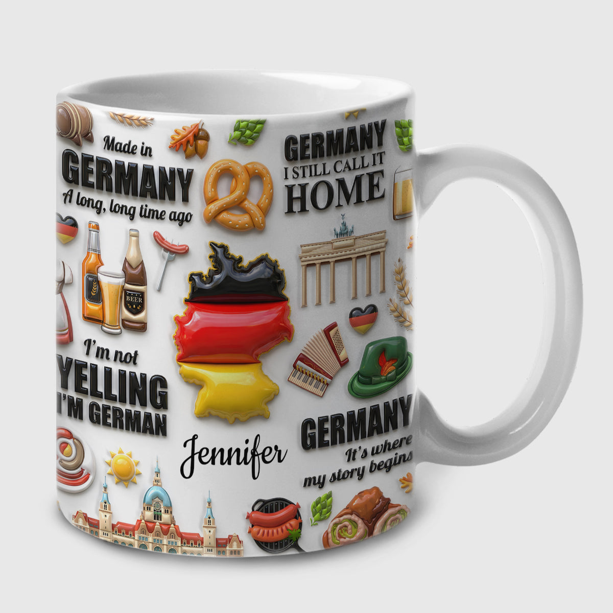 Custom I'm Not Yelling I'm German Mug And Symbols
