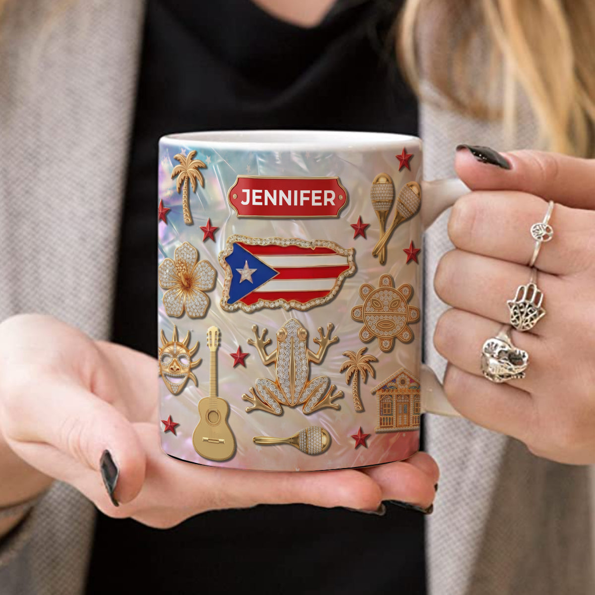 Custom Puerto Rico Mug With 3D Effect Print