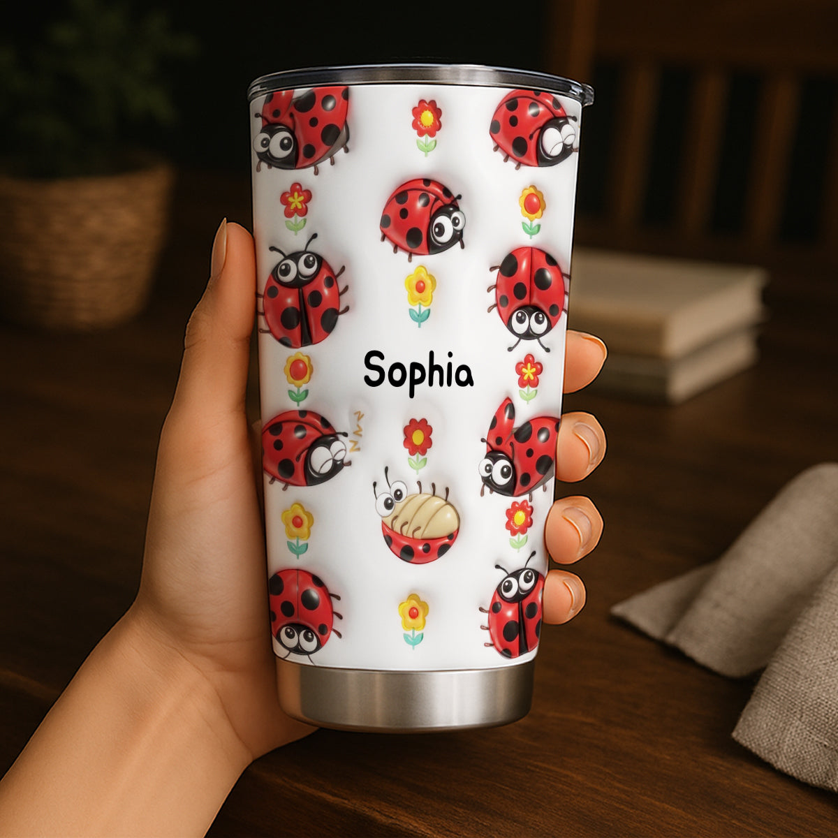 Personalized Ladybug Tumbler Cup With Name, Custom Ladybug Lovers Gifts