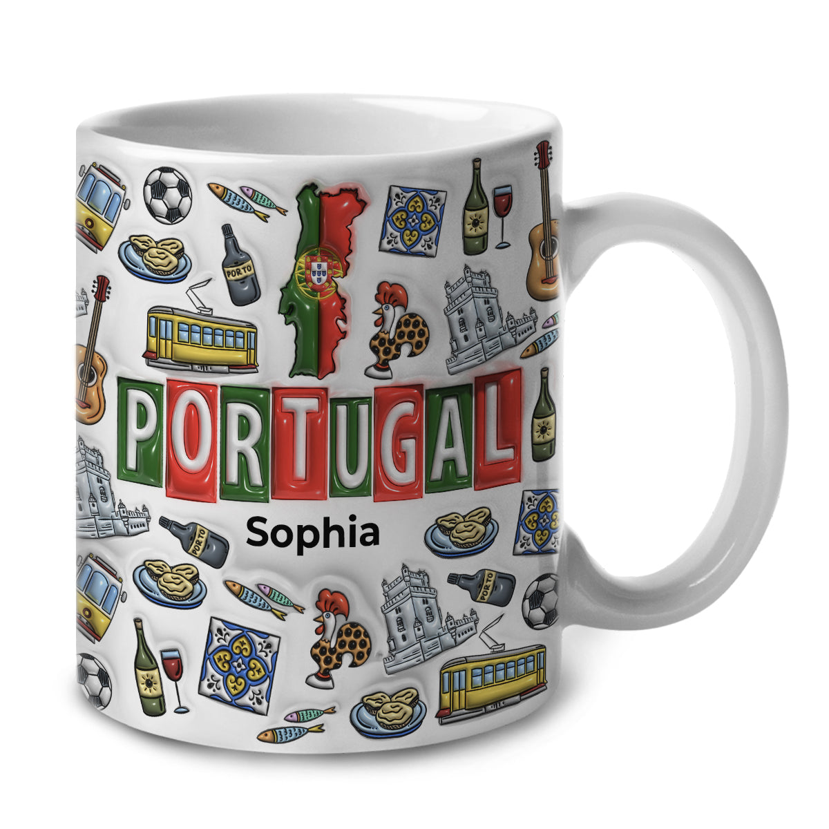 Custom Portugal Mug With Map, Flag