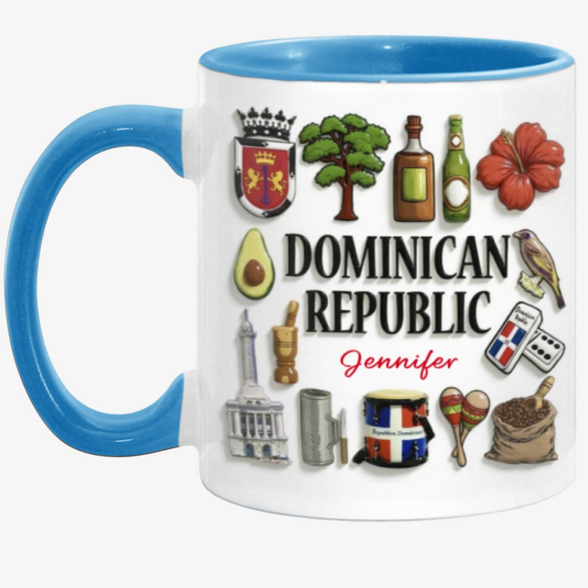 Custom Dominican Republic Accent Mug With Many Dominican Republic Symbols