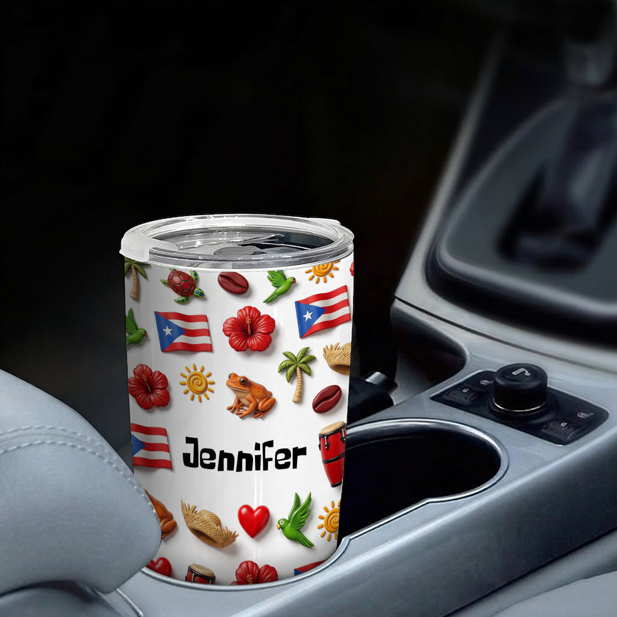 Custom Puerto Rico 2D Symbols Print And Name Tumbler