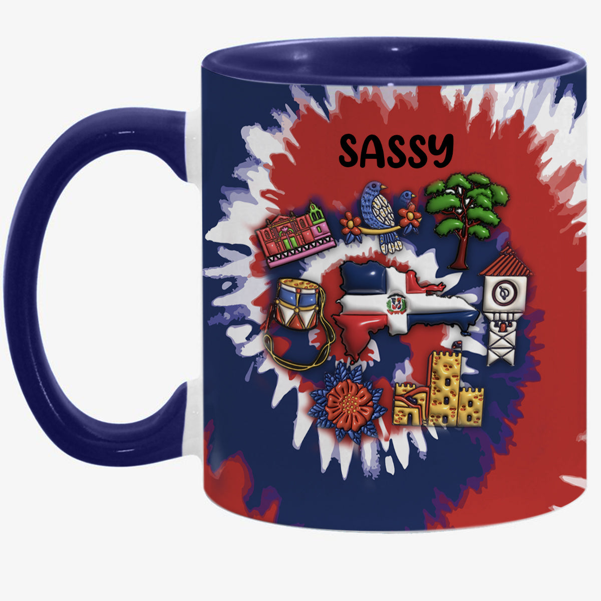 Customized Dominican Republic Coffee Mug Cup With Tie Dye Effect
