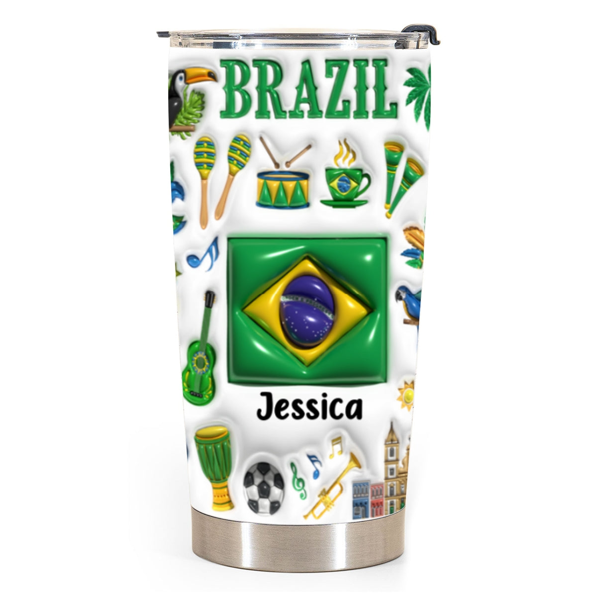 Custom Brazil Tumbler Cup With Your Name
