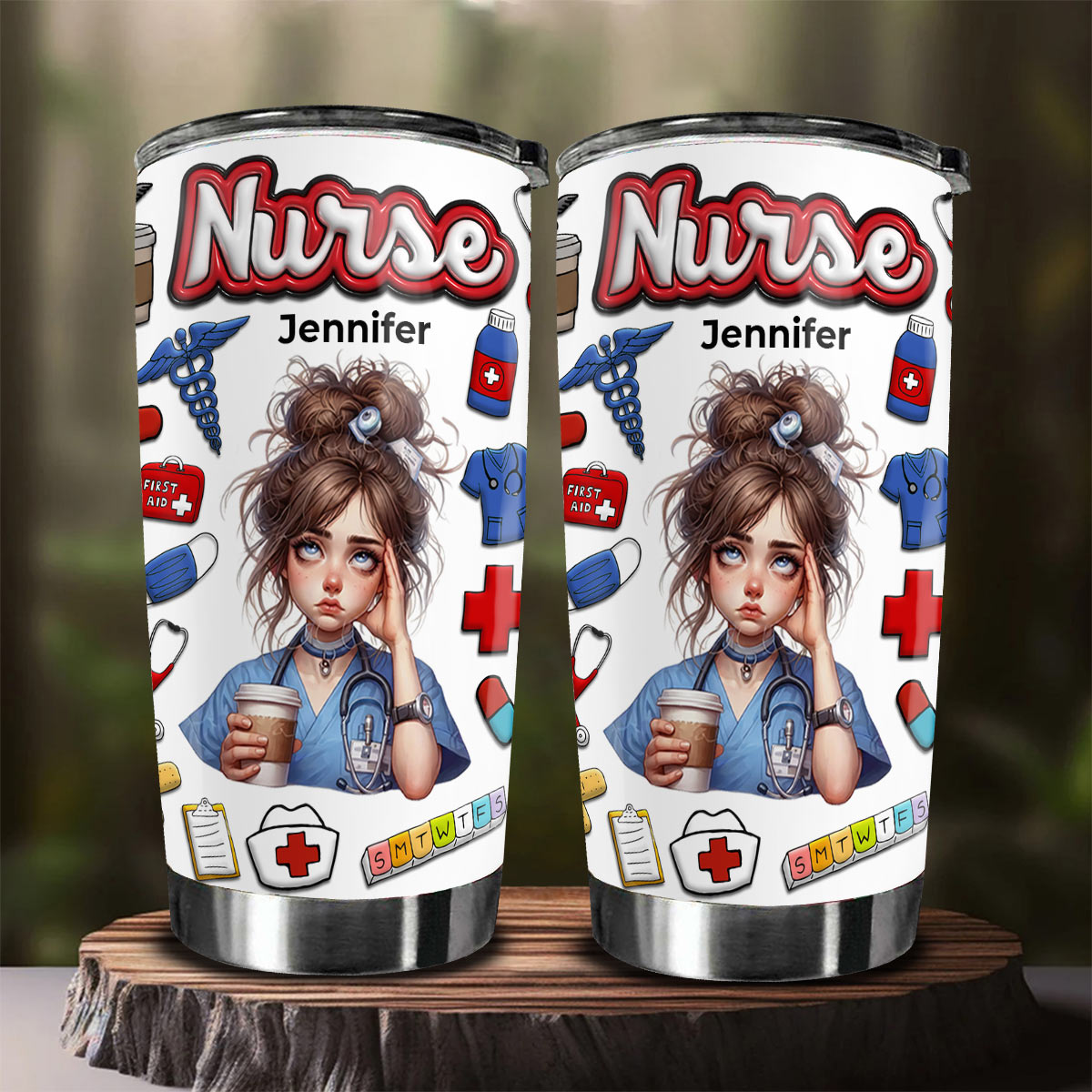 Custom Proud Nurse Tumbler, Clipart And Name