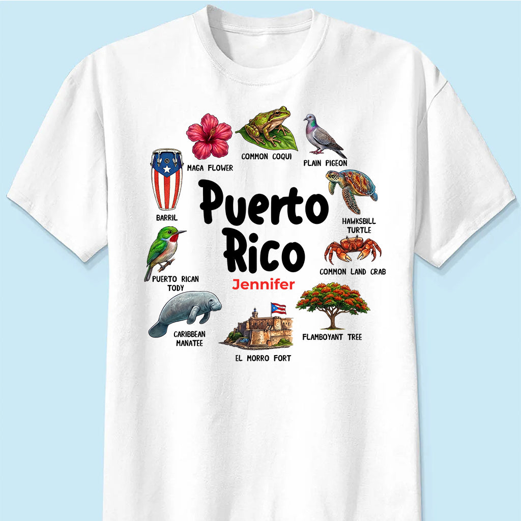 Custom Puerto Rico T-shirt With Circle Symbols