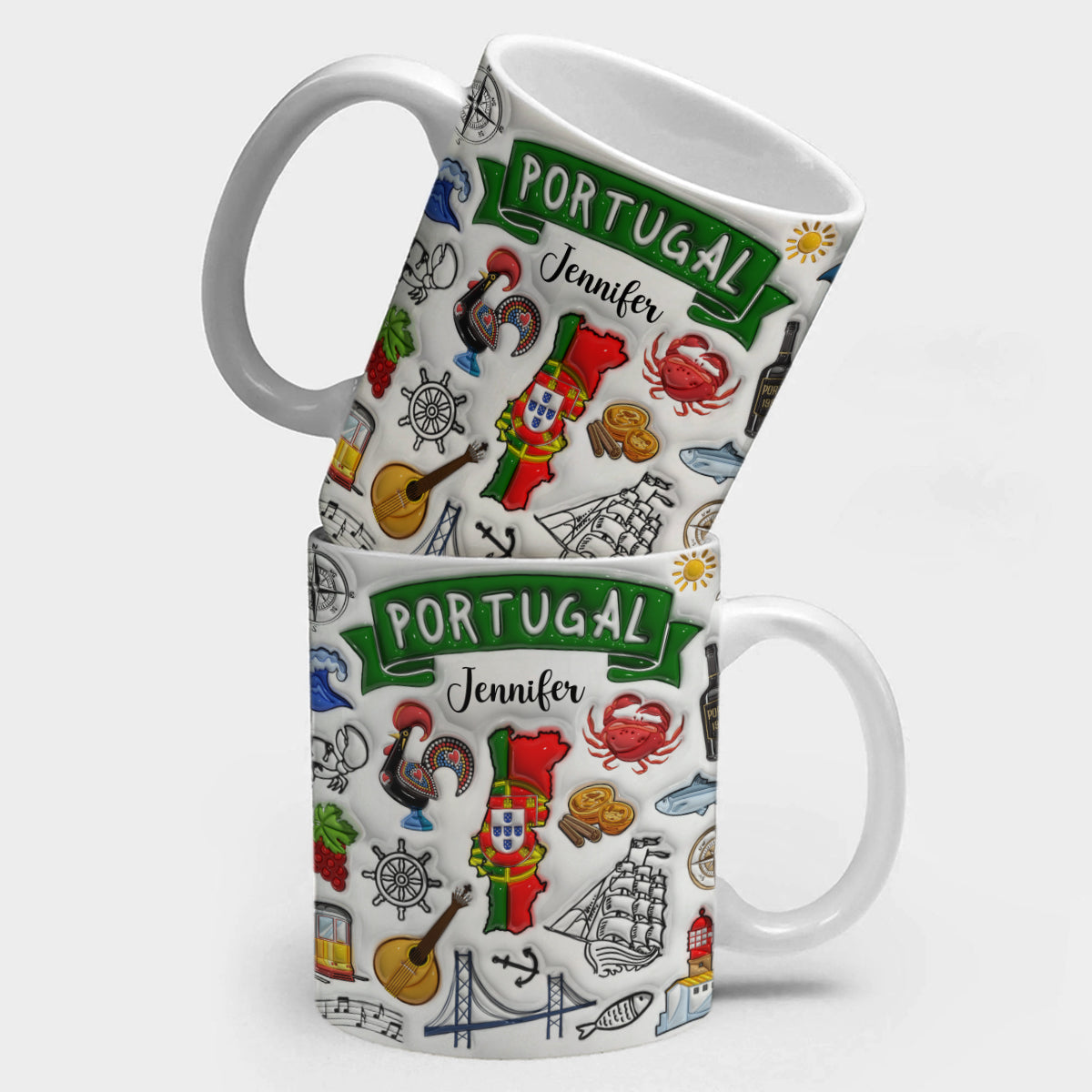 Custom Portugal Portuguese Mug With Ribbon, Name