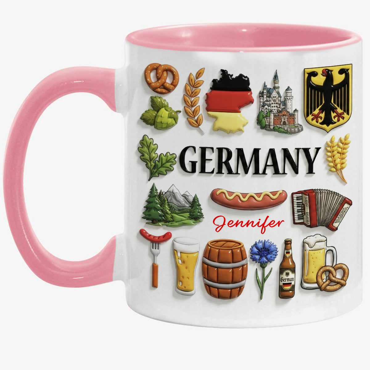 Custom Germany Accent Mug With Many Germany Symbols