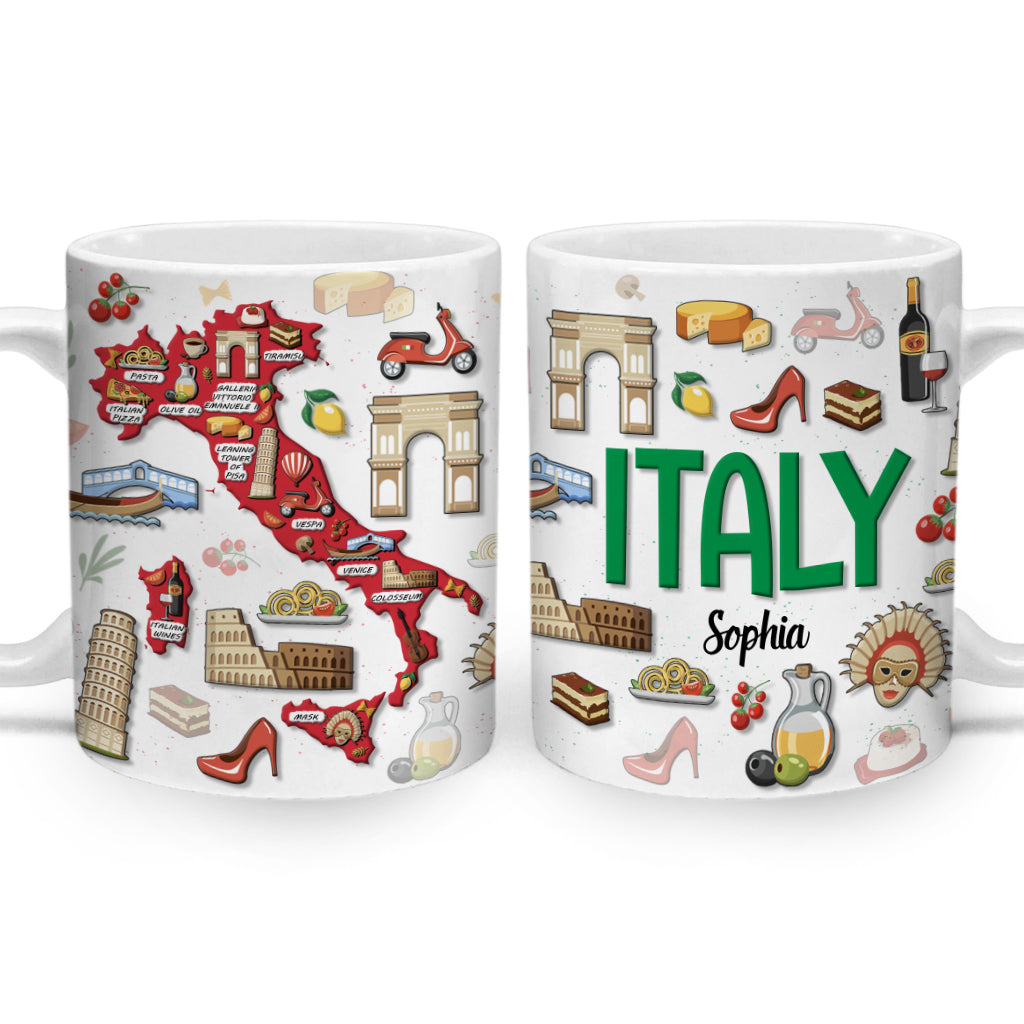 Custom Italy Map Symbols Mug And Your Name