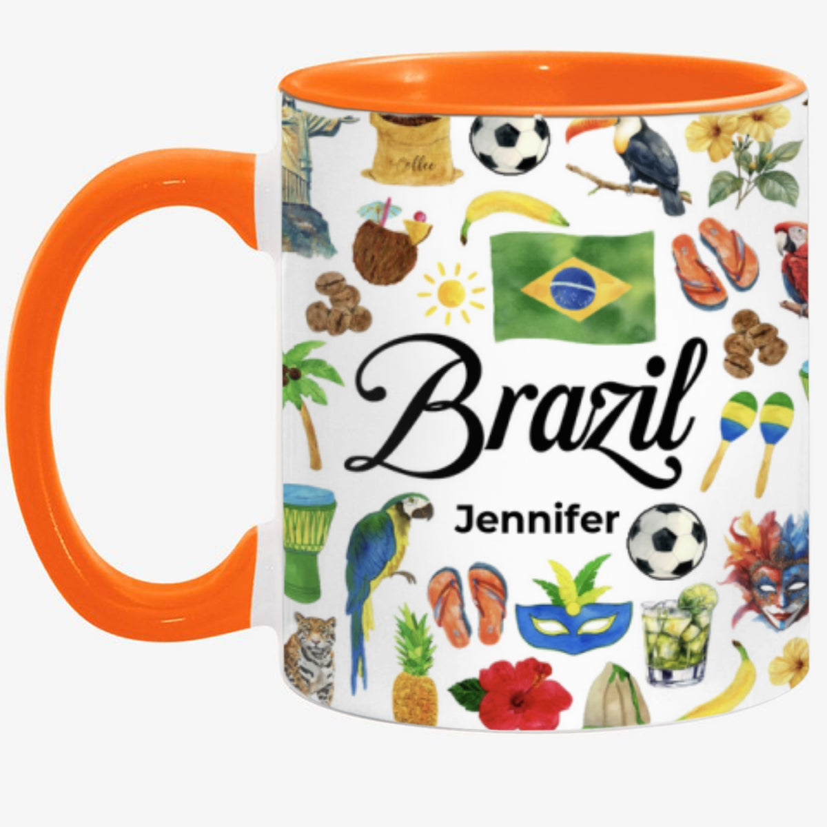 Custom Brazil Accent Mug With Water Symbols, Name