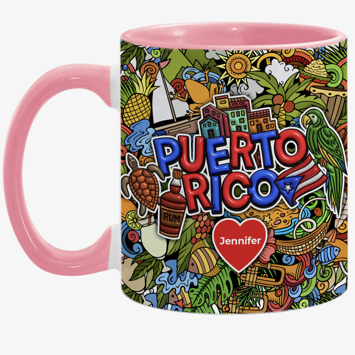Custom Puerto Rico Accent Mug With Mixed Symbols