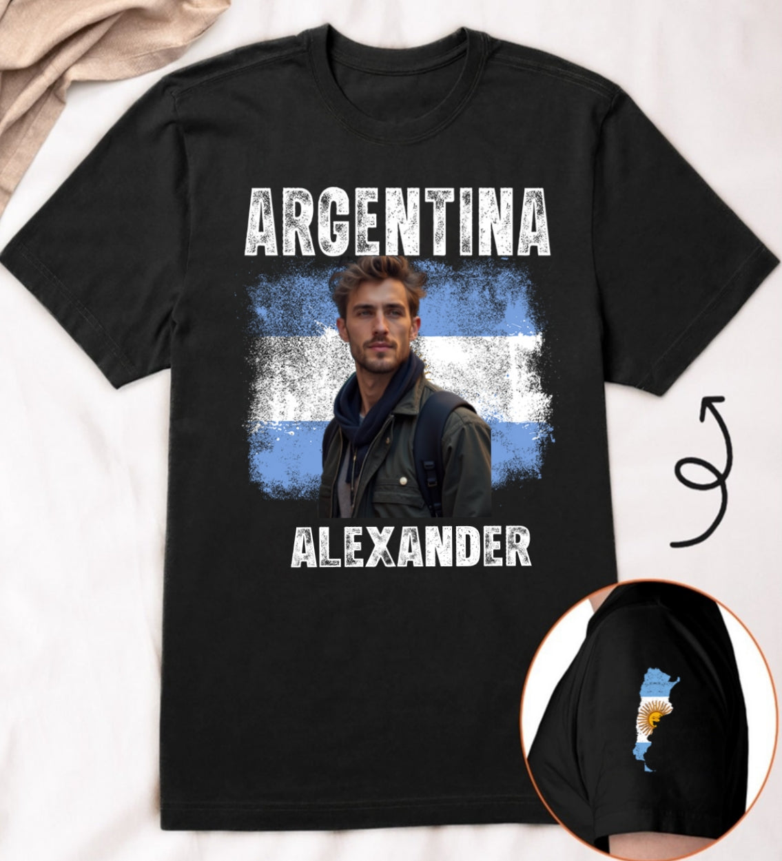 Custom Argentina T-shirt With Photo And Name