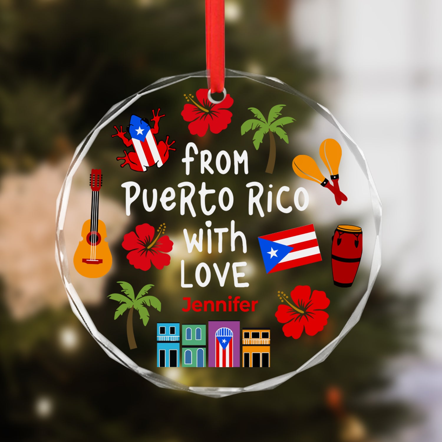 Custom From Puerto Rico With Love Glass Ornament