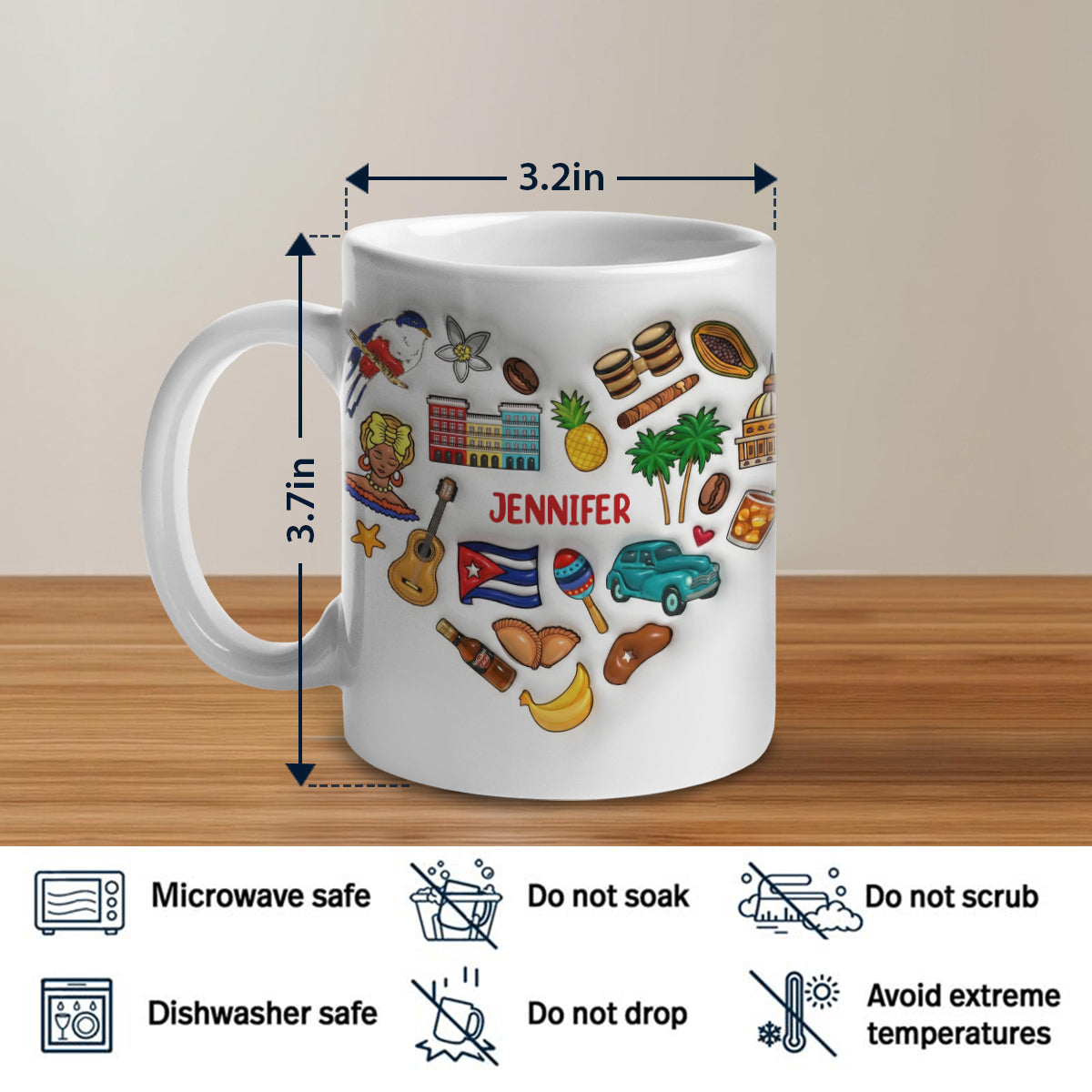 Custom Cuba Heart Symbols Mug