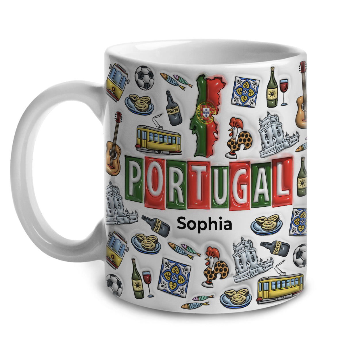 Custom Portugal Mug With Map, Flag