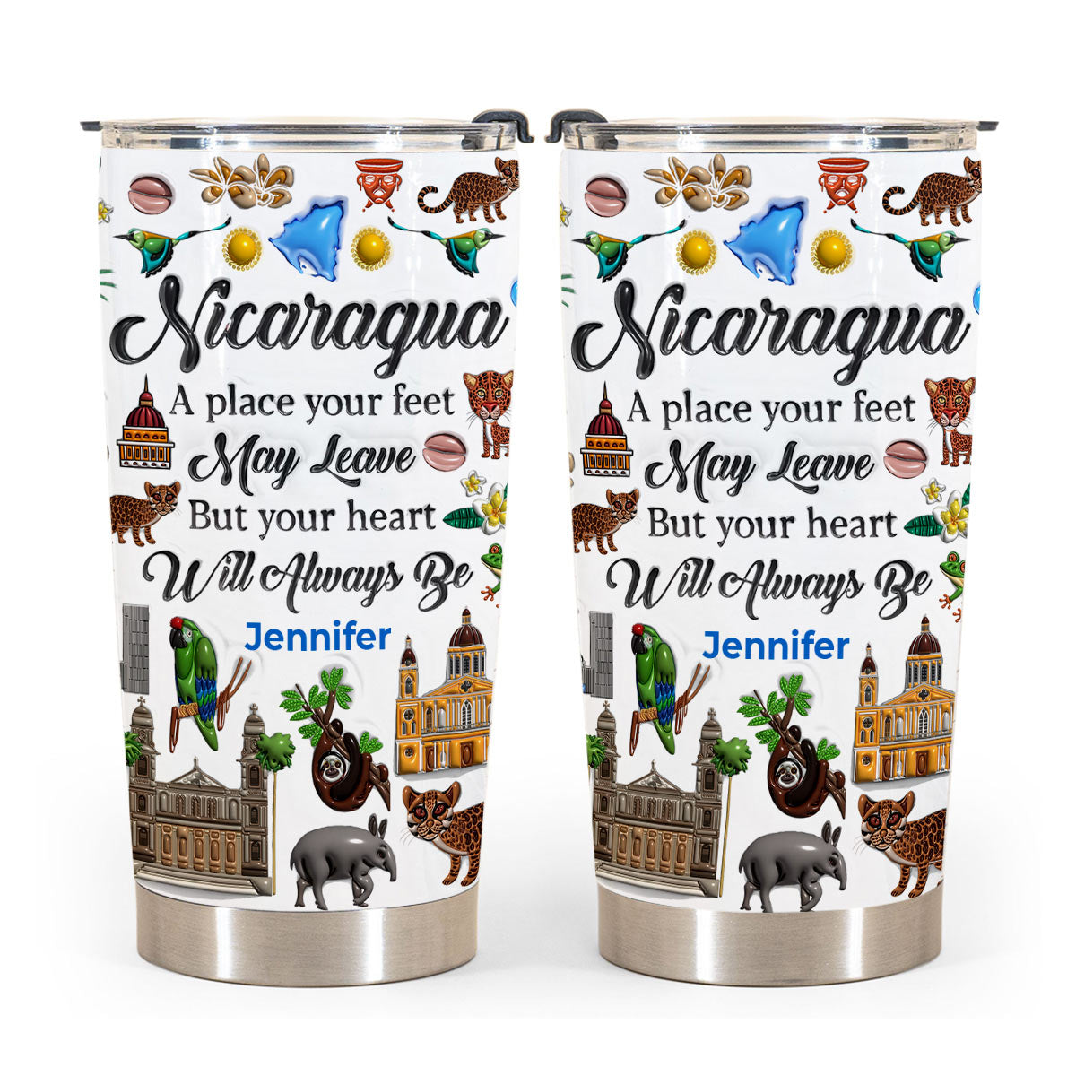 Custom Nicaragua A Place Your Feet May Leave Tumbler 20oz