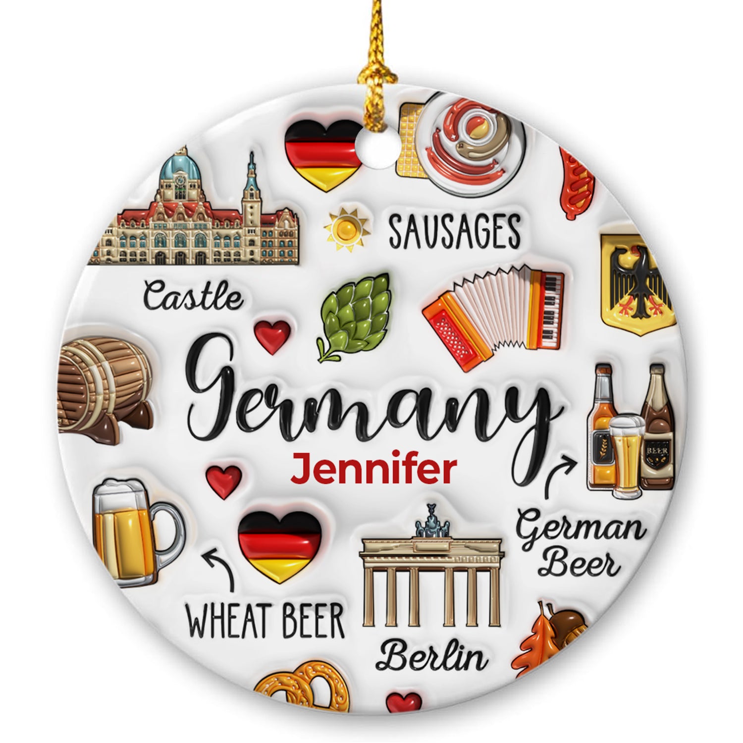 Custom Germany Christmas Ornament With Symbols