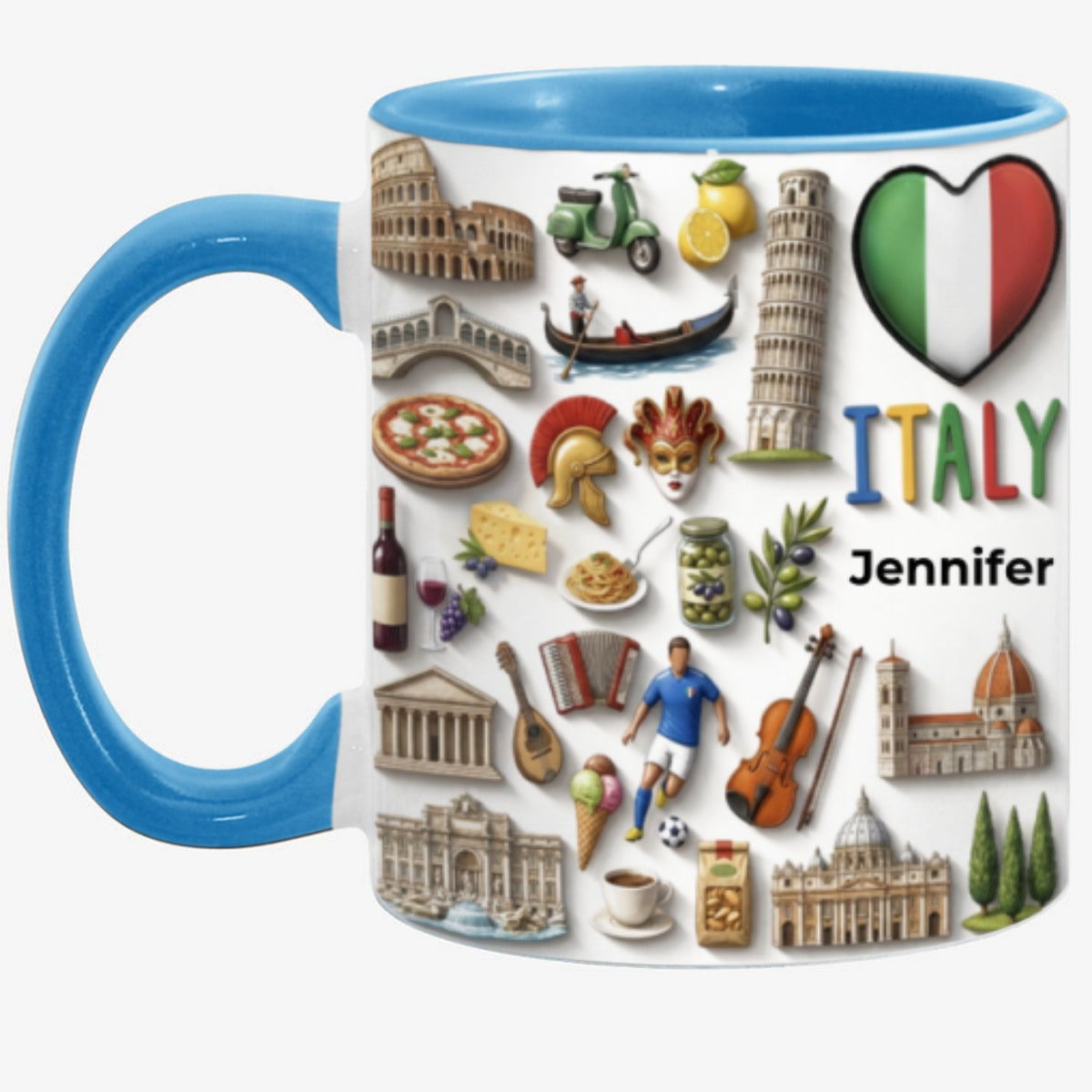Custom Italy Accent Mug With Italy Heart