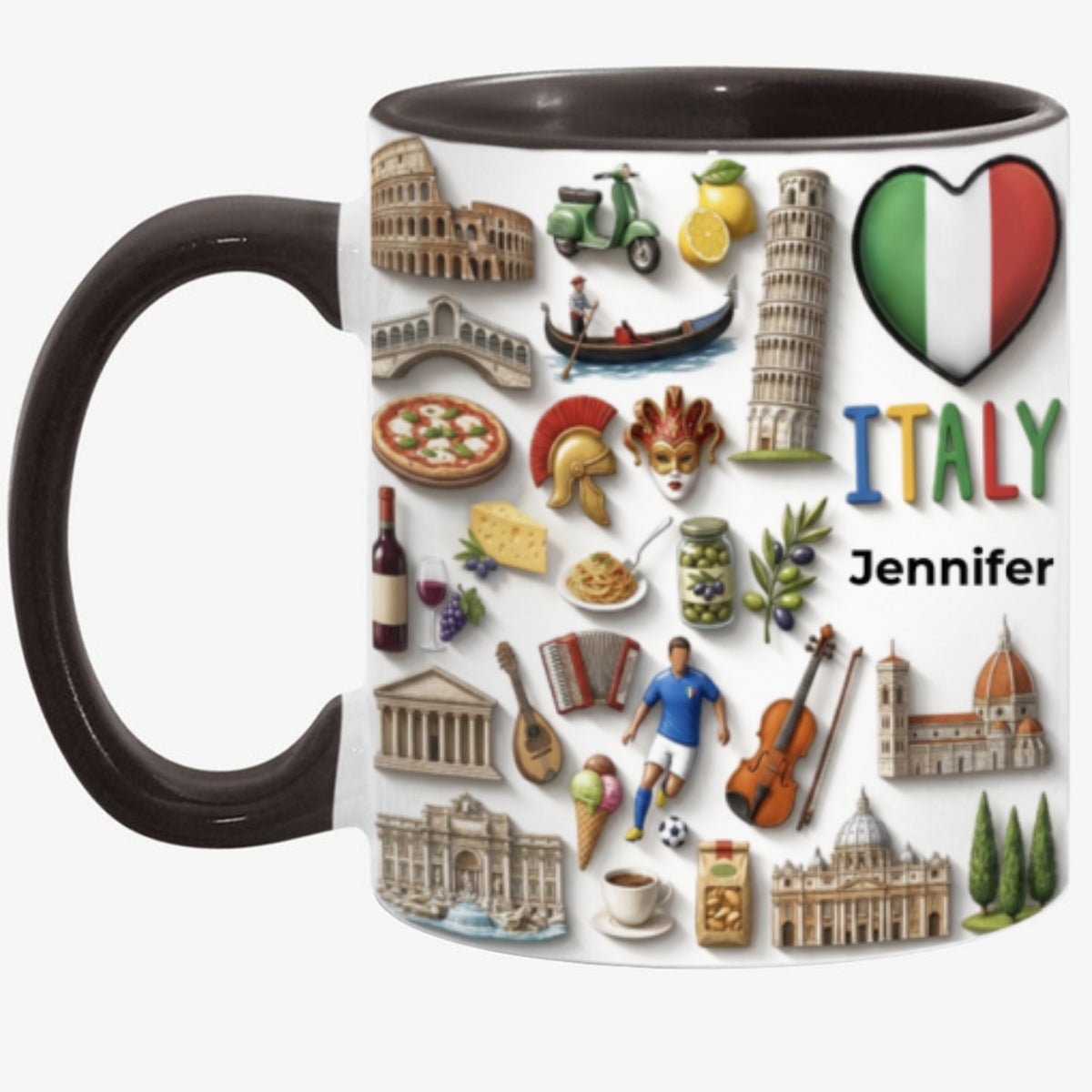 Custom Italy Accent Mug With Italy Heart