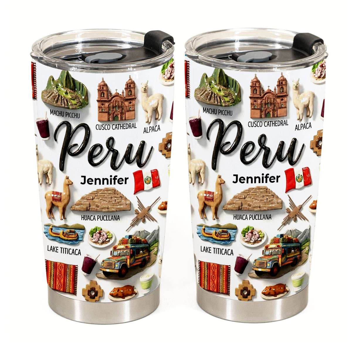 Custom Peru Tumbler With Your Name With Clay Effect
